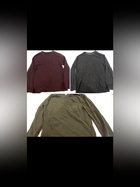 Lot of 3 Old Navy long sleeve soft cotton olive burgundy gray t-shirts 8-9